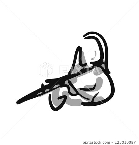 Abstract Sketch, Hand Drawing of Flute Player or Flutist 123010087