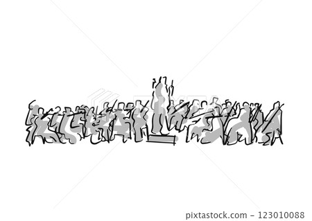 Abstract Sketch, Hand Drawing of Philharmonic Orchestra band with the conductor Abstract Sketch, Hand Drawing of Philharmonic Orchestra band with the conductor 123010088