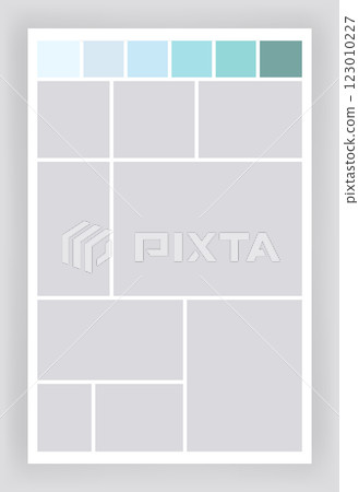 Photo collage template. Album brandboard, set portfolio images. Mood board background. Mosaic picture frame. Gallery banner. Vector illustration 123010227