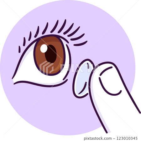 Putting in contact lens doodle drawing 123010345