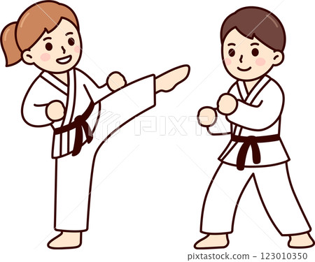Cute cartoon kids martial arts illustration Cute cartoon kids martial arts illustration 123010350
