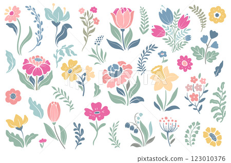 Vector seamless pattern. Floral Easter spring background in pastel colors Vector seamless pattern. Floral Easter spring background in pastel colors 123010376