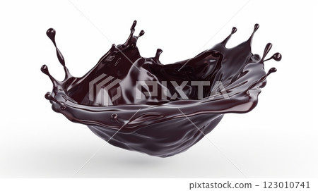 Realistic liquid chocolate long wave splash 123010741