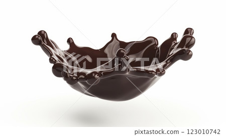 Realistic liquid chocolate long wave splash 123010742