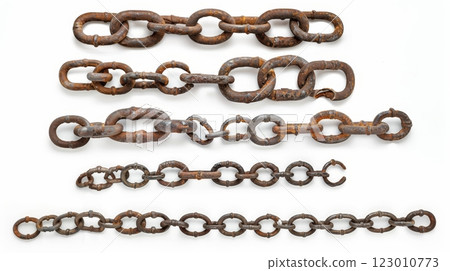 Solid rusty metal chain close up 123010773
