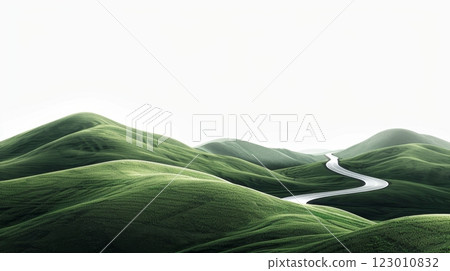 Serpentine Road Among Green Hills 123010832