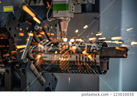 CNC Laser and gas cutting of metal, modern industrial technology. CNC Laser and gas cutting of metal, modern industrial technology. 123010838