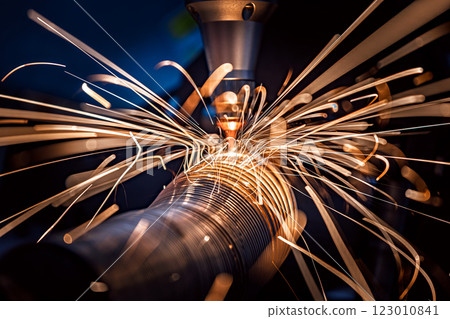 CNC Laser and gas cutting of metal, modern industrial technology. CNC Laser and gas cutting of metal, modern industrial technology. 123010841