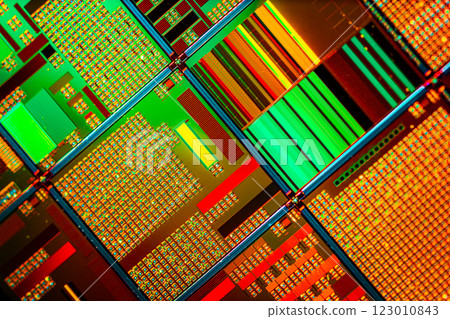 Silicon semiconductor wafer close-up. In electronics, a wafer also called a slice or substrate is a thin slice of semiconductor, a crystalline silicon, used for the fabrication of integrated circuits 123010843