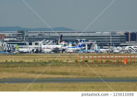 Frankfurt, Germany, July 9, 2017: Airport Apron with Terminal and Tower 123011098