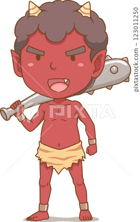 Cute cartoon of red demon in Japanese folklore. Cute cartoon of red demon in Japanese folklore. 123011250
