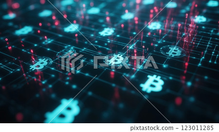 Blockchain Network With Digital Currency Symbols 123011285