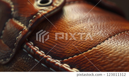 Detail Of Stitching On A Leather Shoe 123011312