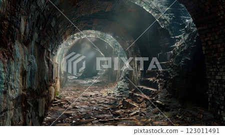 Dark Subterranean Tunnel System Background 123011491