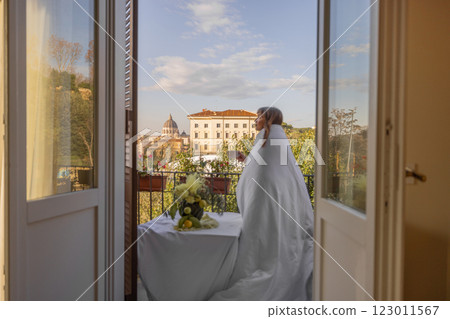 Morning Serenity with a View of St. Peters Basilica 123011567