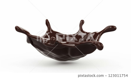 Realistic liquid chocolate long wave splash 123011754