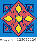 Ramadan Floral Pattern on Bright Blue Background 123012126