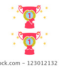 Colorful Trophy Cup with Stars and Laurel 123012132