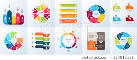 Business diagram. Graph chart, health medical cycle or circle business presentation isolated colorful elements, growth collection. Minimal style design. Typographic collection. Vector concept Business diagram. Graph chart, health medical cycle or circle business presentation isolated colorful elements, growth collection. Minimal style design. Typographic collection. Vector concept 123012151