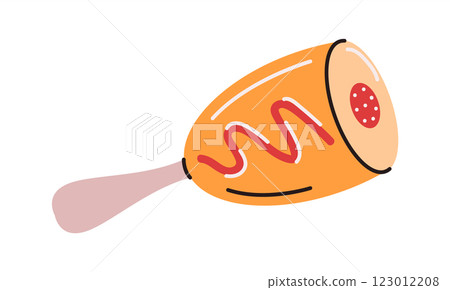 Korean corn dog with ketchup and mustard Korean corn dog with ketchup and mustard 123012208
