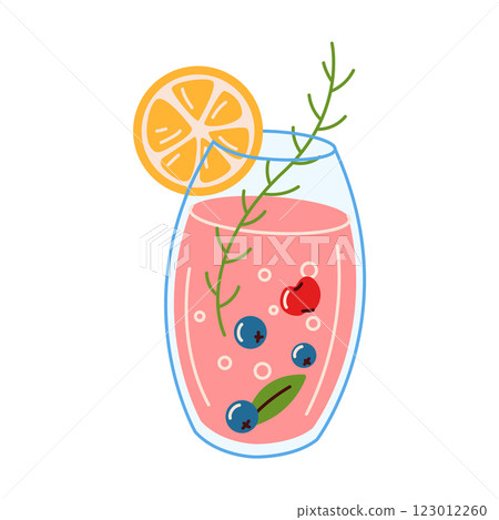 Refreshing fruit-infused kombucha in a glass 123012260