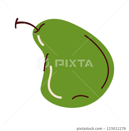 Green pear in simple flat style 123012276