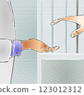 Two hands are depicted reaching toward each other, set against a light textured background. Two hands are depicted reaching toward each other, set against a light textured background. 123012312