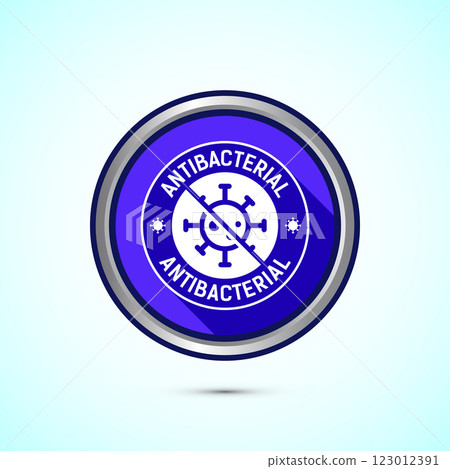 Antibacterial icon design illustration, Hygiene label symbol for product packaging, Button design 123012391