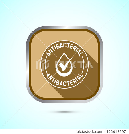 Antibacterial icon design illustration, Hygiene label symbol for product packaging, Button design Antibacterial icon design illustration, Hygiene label symbol for product packaging, Button design 123012397