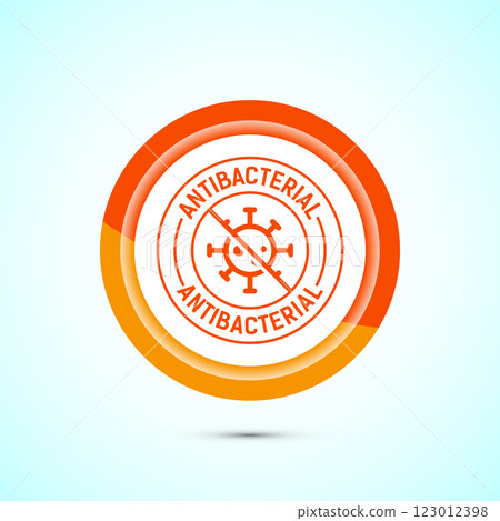 Antibacterial icon design illustration, Hygiene label symbol for product packaging, Button design Antibacterial icon design illustration, Hygiene label symbol for product packaging, Button design 123012398