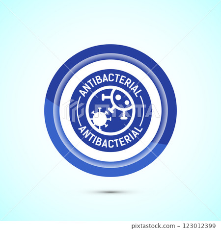 Antibacterial icon design illustration, Hygiene label symbol for product packaging, Button design Antibacterial icon design illustration, Hygiene label symbol for product packaging, Button design 123012399