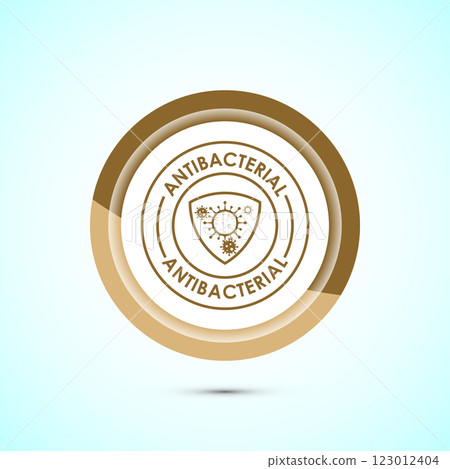 Antibacterial icon design illustration, Hygiene label symbol for product packaging, Button design Antibacterial icon design illustration, Hygiene label symbol for product packaging, Button design 123012404