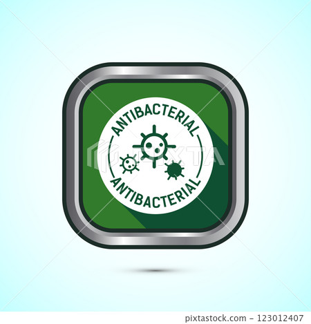 Antibacterial icon design illustration, Hygiene label symbol for product packaging, Button design Antibacterial icon design illustration, Hygiene label symbol for product packaging, Button design 123012407