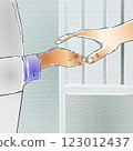 Two hands are reaching out to each other, nearly touching, against a backdrop of soft, muted colors. Two hands are reaching out to each other, nearly touching, against a backdrop of soft, muted colors. 123012437