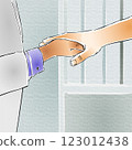 Two hands reach out towards each other, one belonging to a person in a white coat, suggesting a caring or supportive gesture. Two hands reach out towards each other, one belonging to a person in a white coat, suggesting a caring or supportive gesture. 123012438