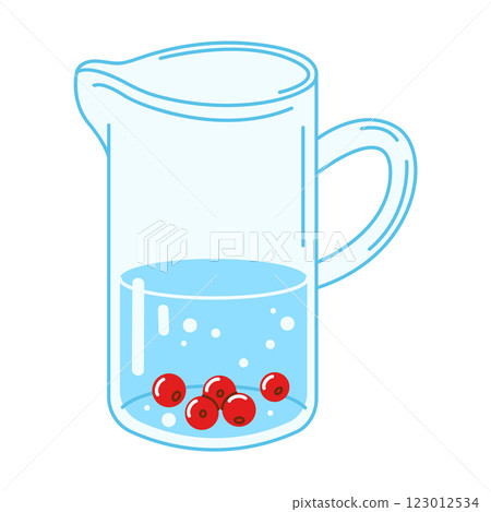Pitcher of water with floating cranberries 123012534