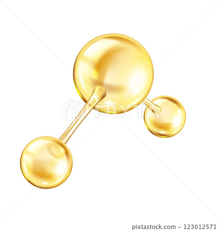 Shining golden collagen molecule structure illustration 123012571