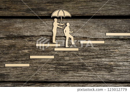 Two small people silhouette walking up stairway Two small people silhouette walking up stairway 123012779