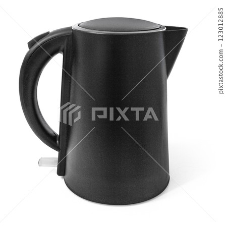Modern black electric kettle isolated on white background Modern black electric kettle isolated on white background 123012885