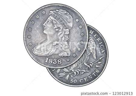 Silver 1838 50 cent coin 123012913
