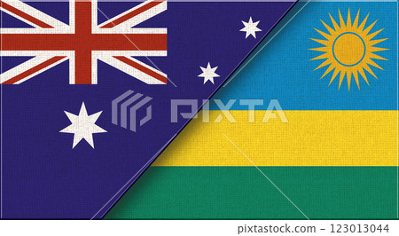 Two Flag Together Australian and Rwandan national flags on fabric 123013044
