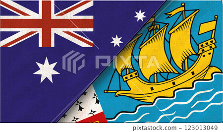 Two Flags Together Australian and Saint Pierre and Miquelon flags on fabric 123013049