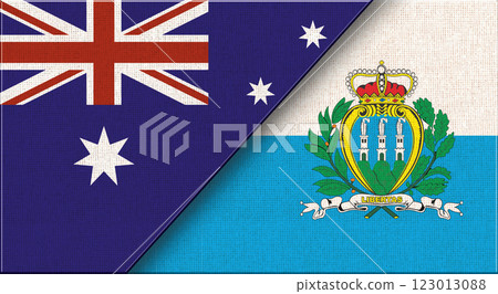 Two Flags Together Australian and San Marino national flags on fabric Two Flags Together Australian and San Marino national flags on fabric 123013088