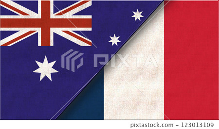 Two Flags Together Australian and Reunion flags on fabric surface Two Flags Together Australian and Reunion flags on fabric surface 123013109