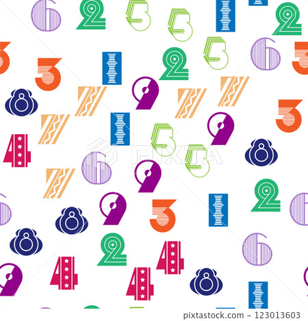Seamless pattern with beautiful numbers. Algebra and geometry, calculations Seamless pattern with beautiful numbers. Algebra and geometry, calculations 123013603