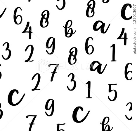 Seamless pattern with beautiful numbers. Algebra and geometry, calculations Seamless pattern with beautiful numbers. Algebra and geometry, calculations 123013607