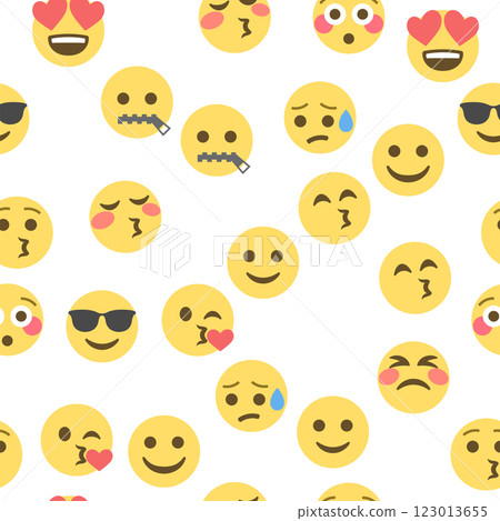 Seamless pattern of emoticons and emoji, emoji vector illustration, emoji background for social network 123013655