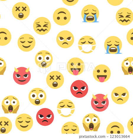 Seamless pattern of emoticons and emoji, emoji vector illustration, emoji background for social network 123013664