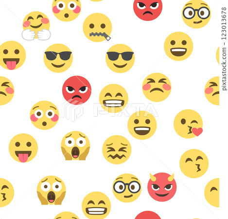 Seamless pattern of emoticons and emoji, emoji vector illustration, emoji background for social network Seamless pattern of emoticons and emoji, emoji vector illustration, emoji background for social network 123013678