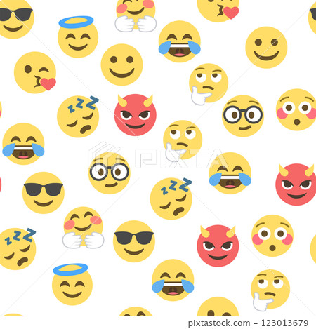 Seamless pattern of emoticons and emoji, emoji vector illustration, emoji background for social network Seamless pattern of emoticons and emoji, emoji vector illustration, emoji background for social network 123013679